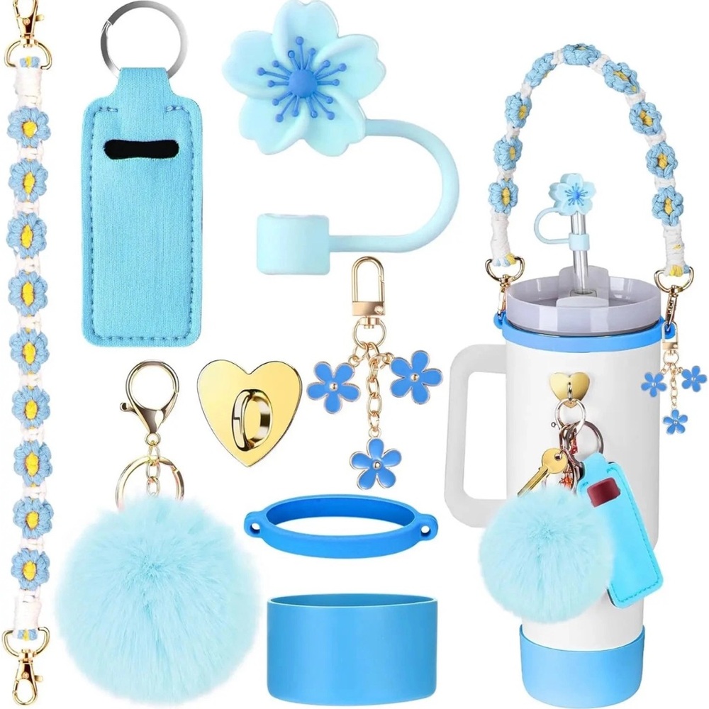 Stanley Cup Accessories Set Blue 8 Pcs for 40 & 30oz Lip Balm Boot